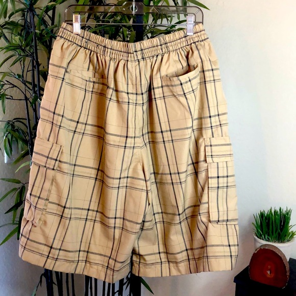 Yago Mens 2xl Khaki Plaid Elastic 
